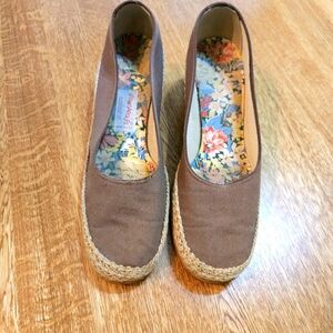 Brown Espadrille Heels, Browseabouts, Sz 9N, Made In USA
